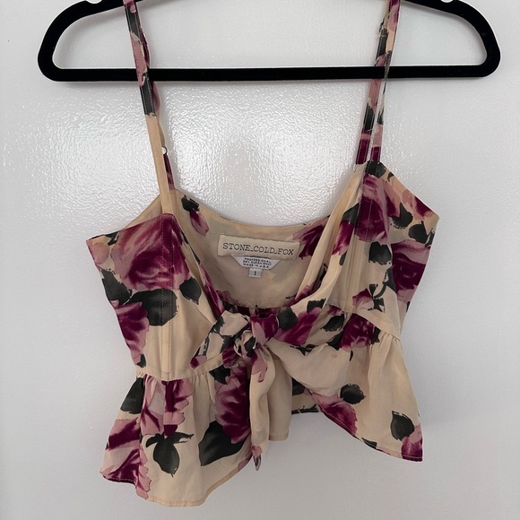 Stone Cold Fox Tops - Stone Cold Fox 100% Silk Floral Crop Top